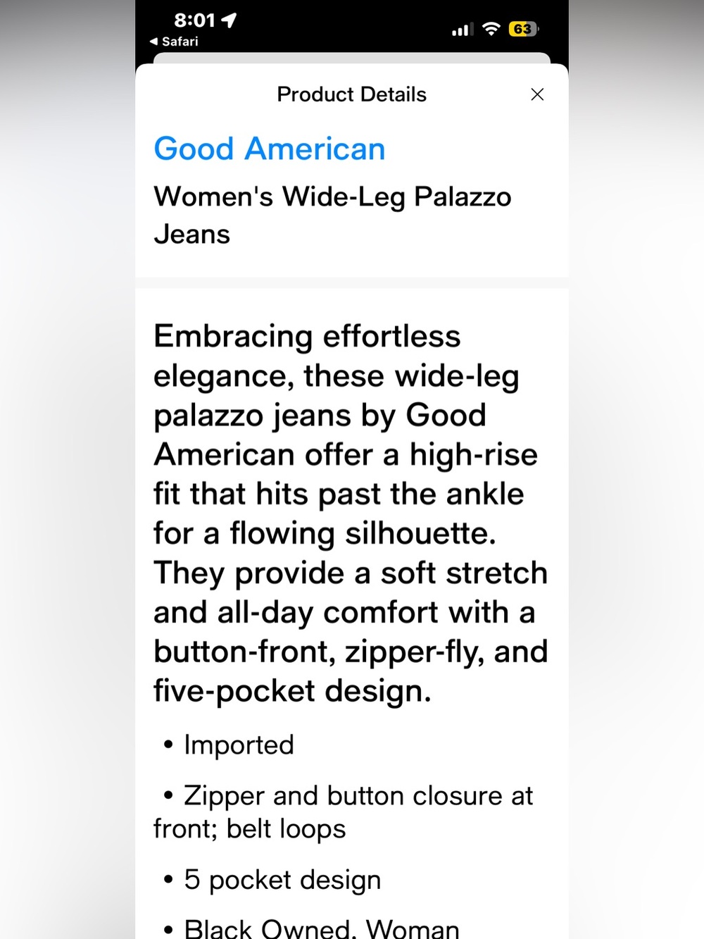 Good American Dark Blue Palazzo Flare Jeans - Picture 9 of 11
